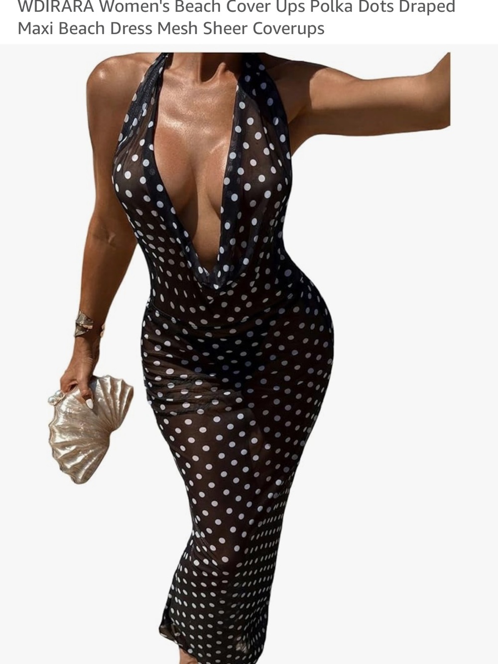 Black Polka Dot Sheer Halter Maxi Dress